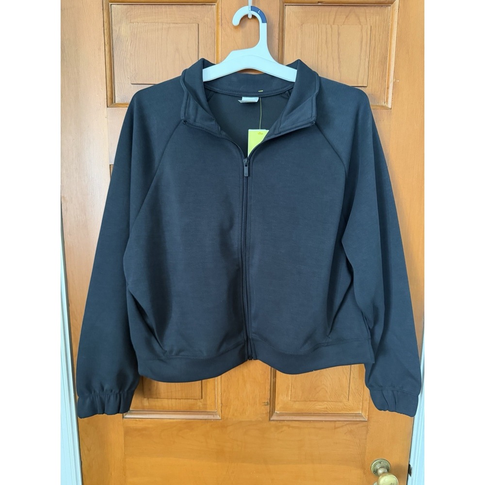 Women's All In Motion Black Airy Sleek Full Zip Jacket Size Large NWT Ultra Soft